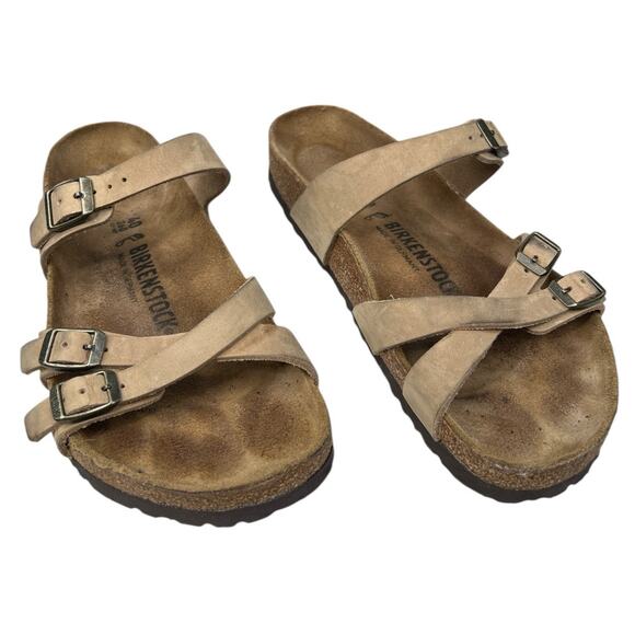 Birkenstock Unisex Franca Tan Leather Slip On Sandal Size 40 M 7 W 9 - Picture 5 of 10